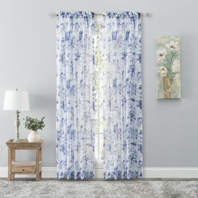 Ophelia & Co. Bremen Elegant Water-Color Floral Semi-Sheer Single Curtain Panel