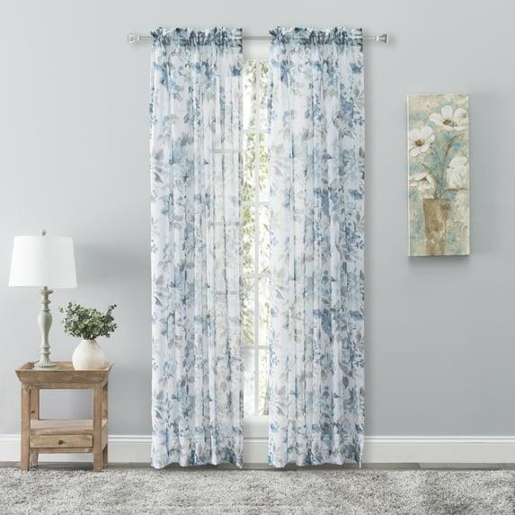 Ophelia & Co. Bremen Elegant Water-Color Floral Semi-Sheer Single Curtain Panel