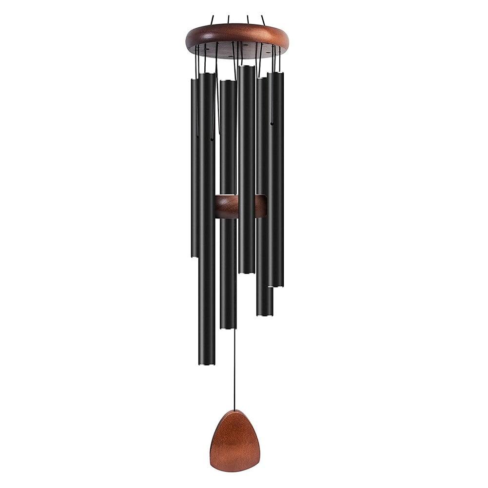 Large Black Aluminum and Pine Wind Chimes 37 Inches