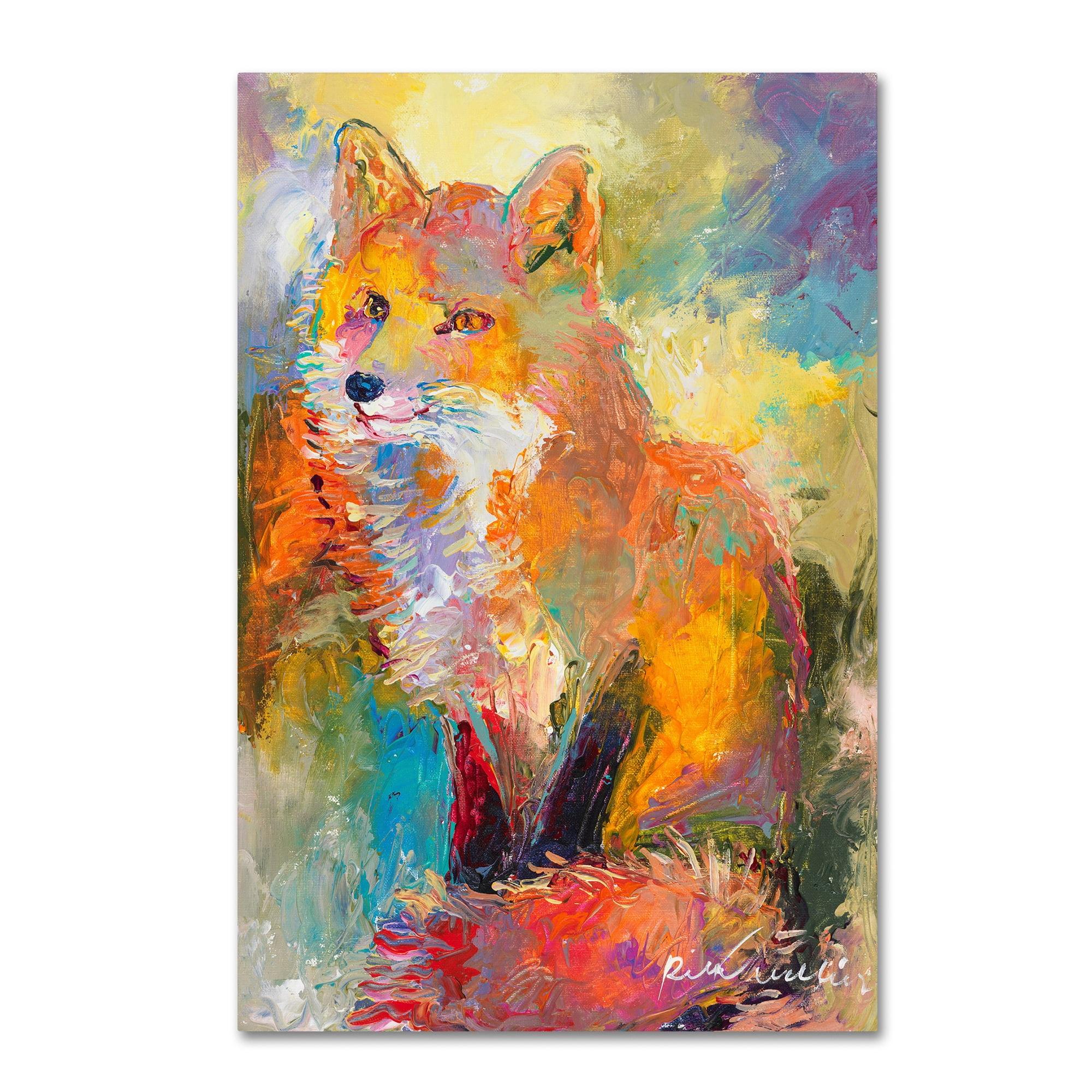 Vibrant Fox Impressionist 12" x 19" Wrapped Canvas Art