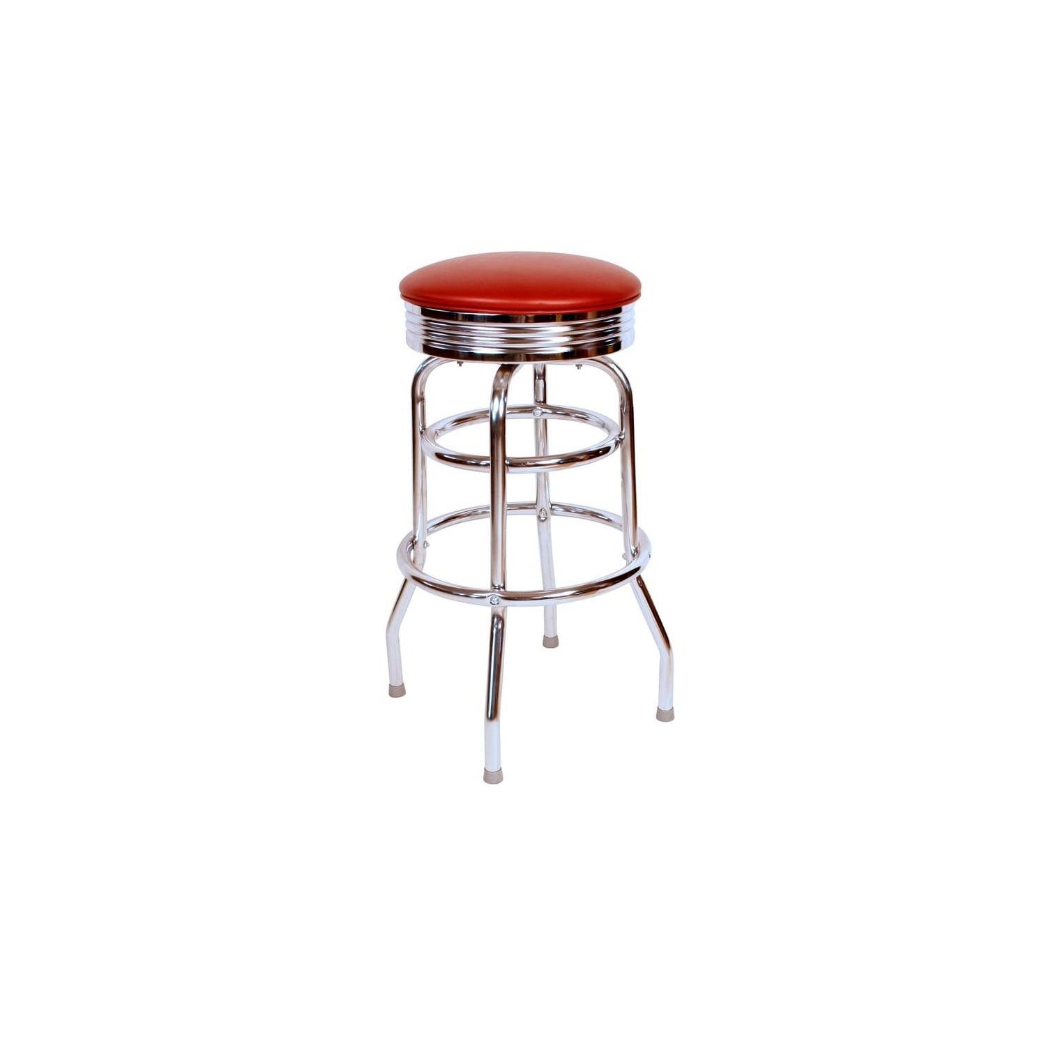 Richardson Seating Retro Home Double Ring Chrome Pan Swivel 30" Bar Stool