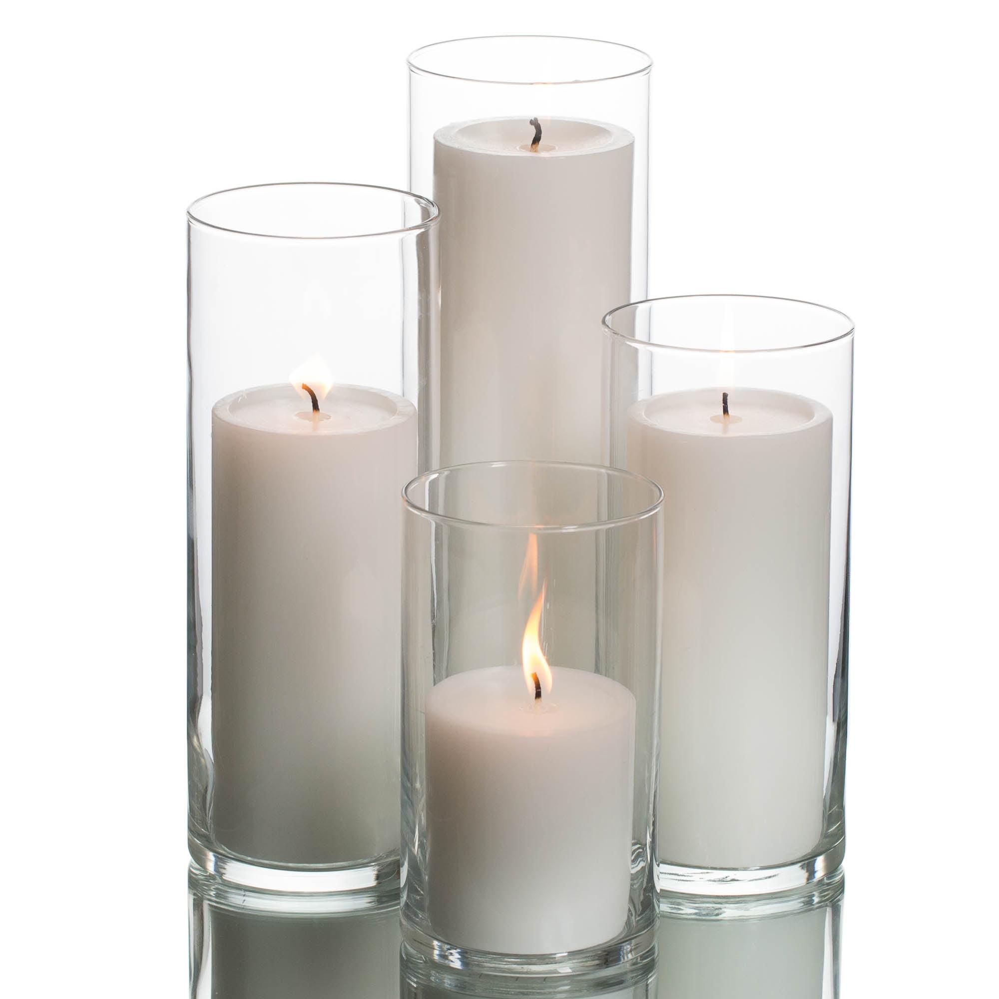 Richland Pillar White Candles & Eastland Cylinder Holders Set of 48