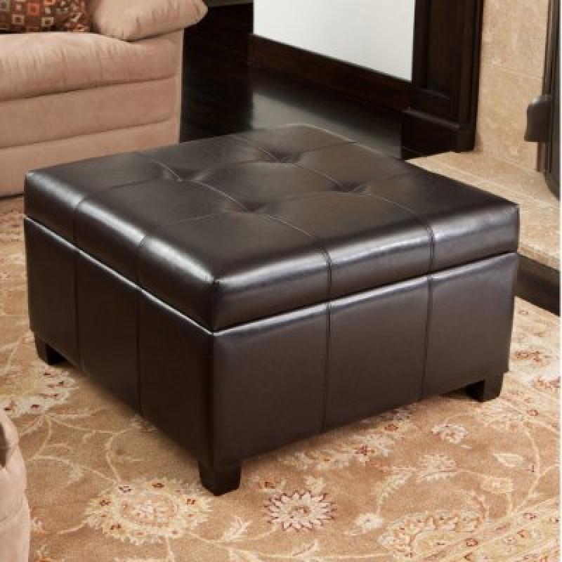 Richmond Bonded Leather Storage Ottoman Espresso: Coffee Table & Seating - Christopher Knight Home