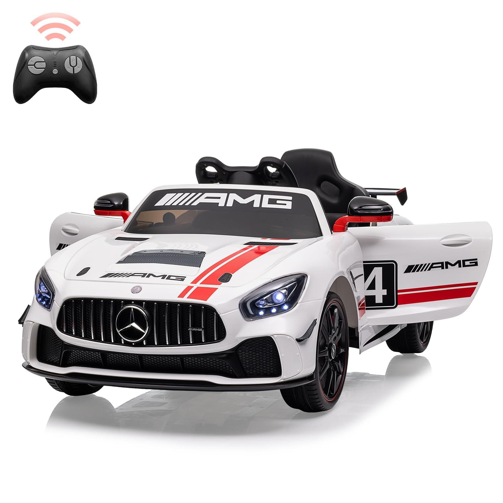 Ride on Car for Kids with Remote Contorl, 12V LicensedBen-zAMG Electric Vehicles Battery Powered Sports Car,Sound System, LED Headlights,One Button Assemble Wheels for 3-8 Years Boys Girls