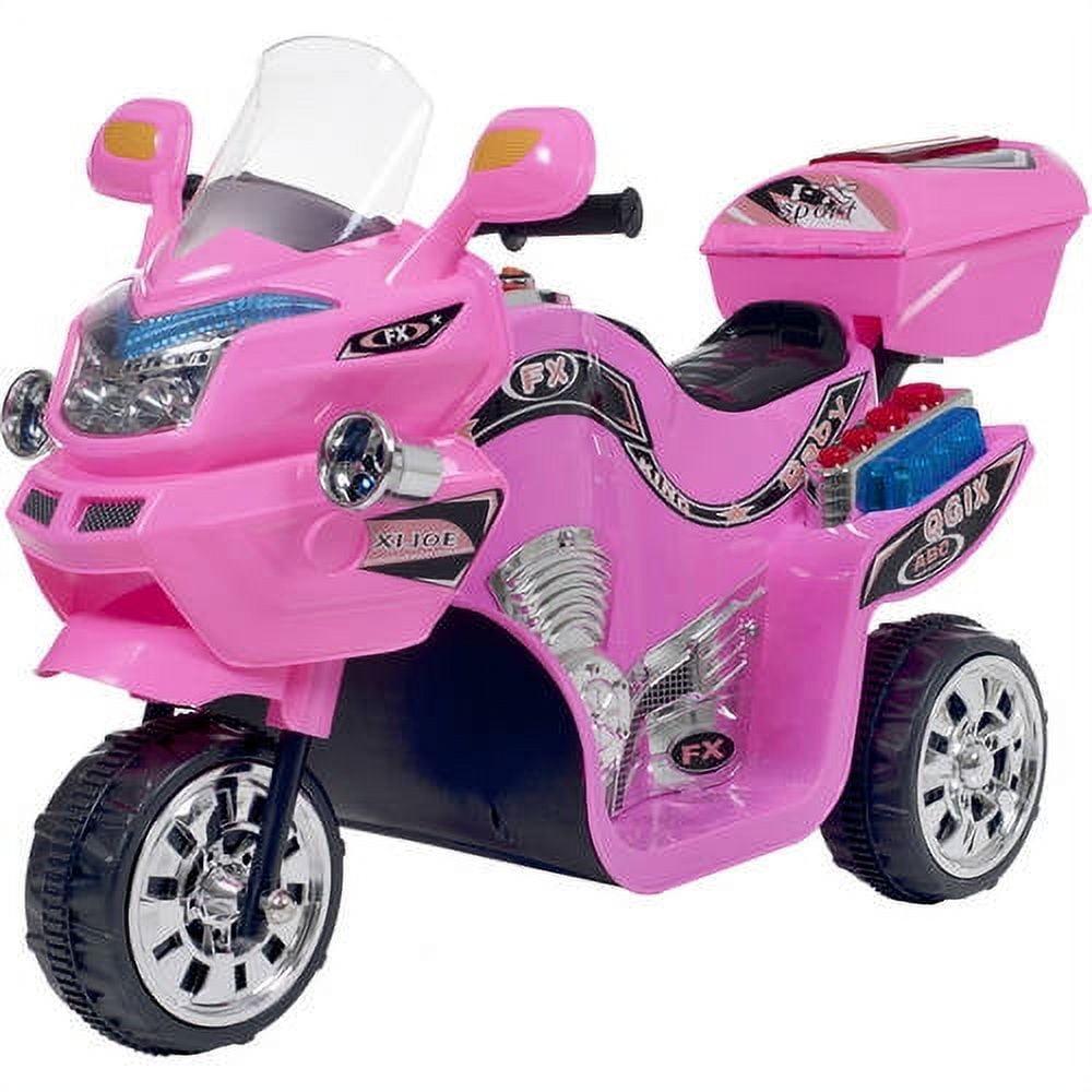 Pink 6-Volt Kids Electric Motorcycle with Storage Box