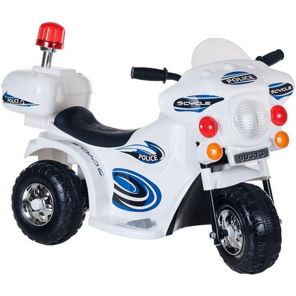 White 6-Volt Police Motorcycle Ride-On Toy for Kids