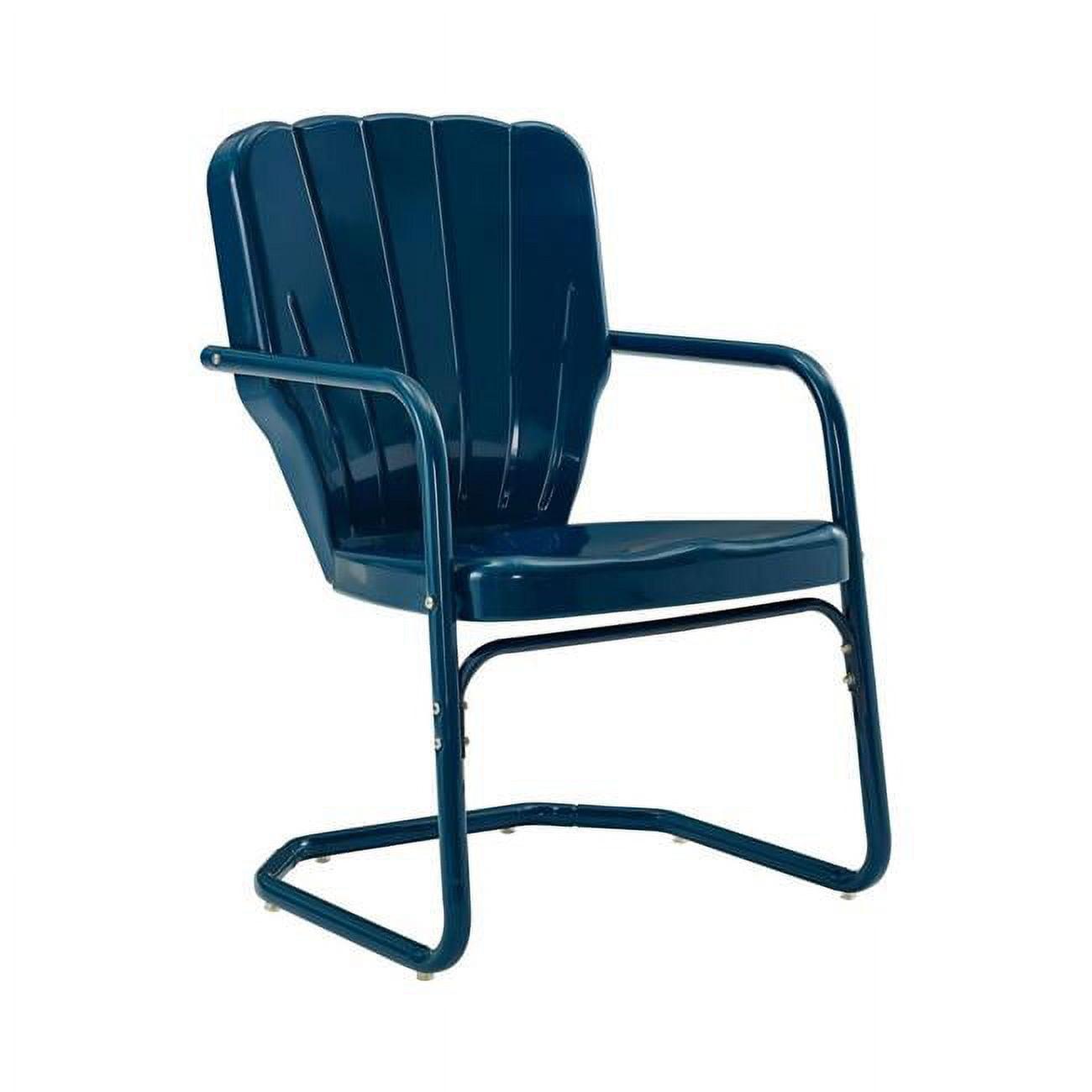 Ridgeland Metal Chair, Navy Gloss - Set of 2, 34.25 x 19.5 x 23.25 in.