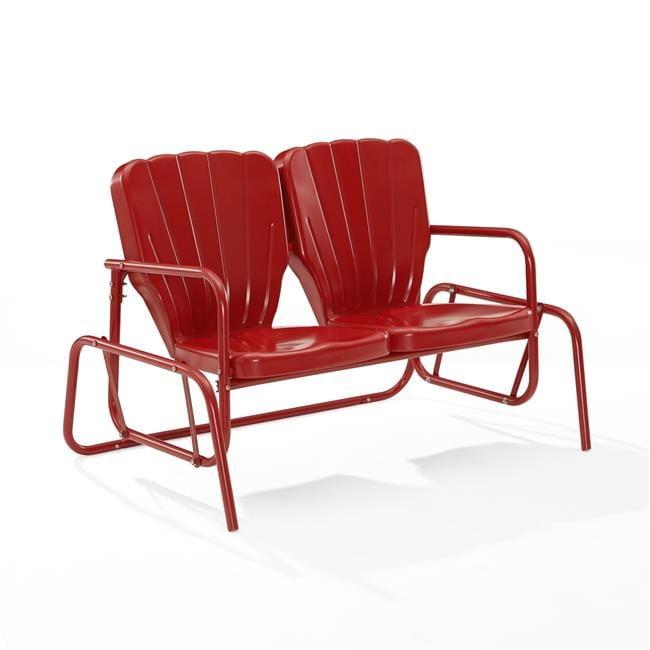 Ridgeland Outdoor Metal Loveseat Glider - Red - Crosley