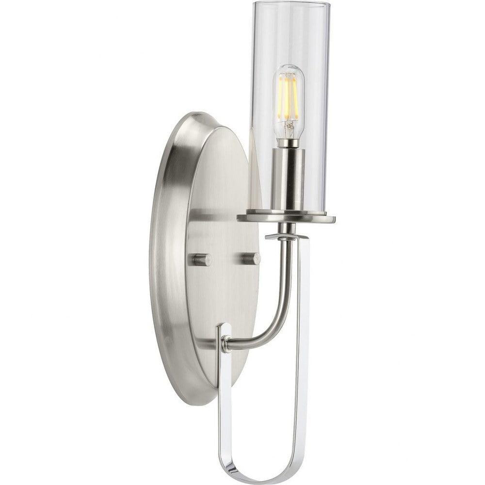 Riley Brushed Nickel Wall Bracket with Clear Glass Shade