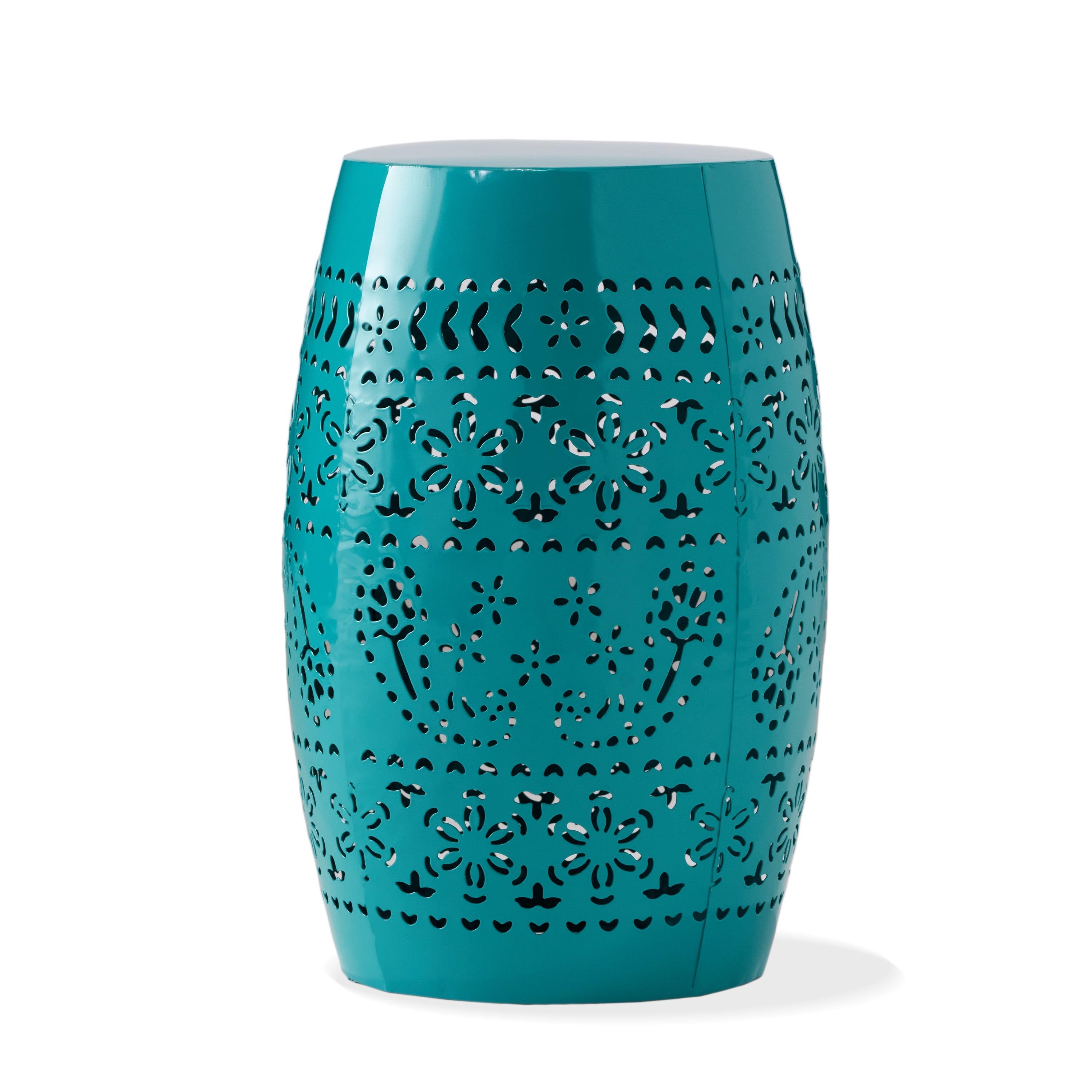 GDFStudio Riley Outdoor Lace Cut 12 Inch Side Table, Teal