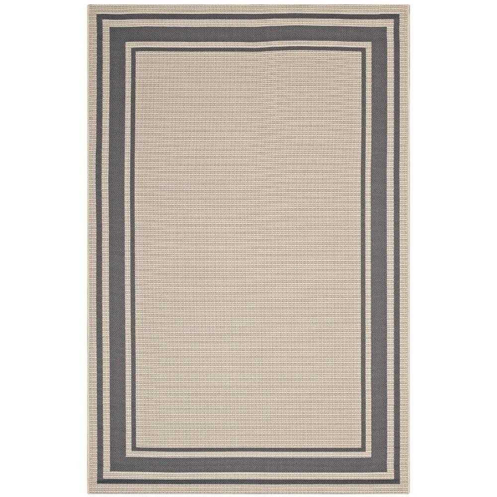 Elegant Gray and Beige Synthetic 8' x 10' Indoor/Outdoor Area Rug