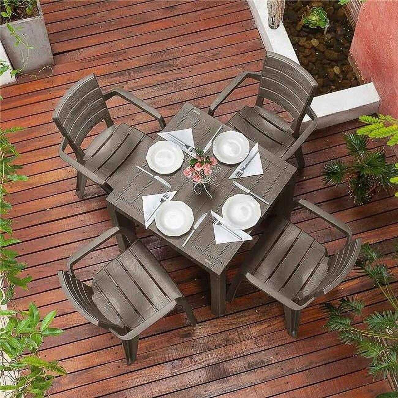 Mocha Polypropylene Resin 5-Piece Outdoor Dining Set