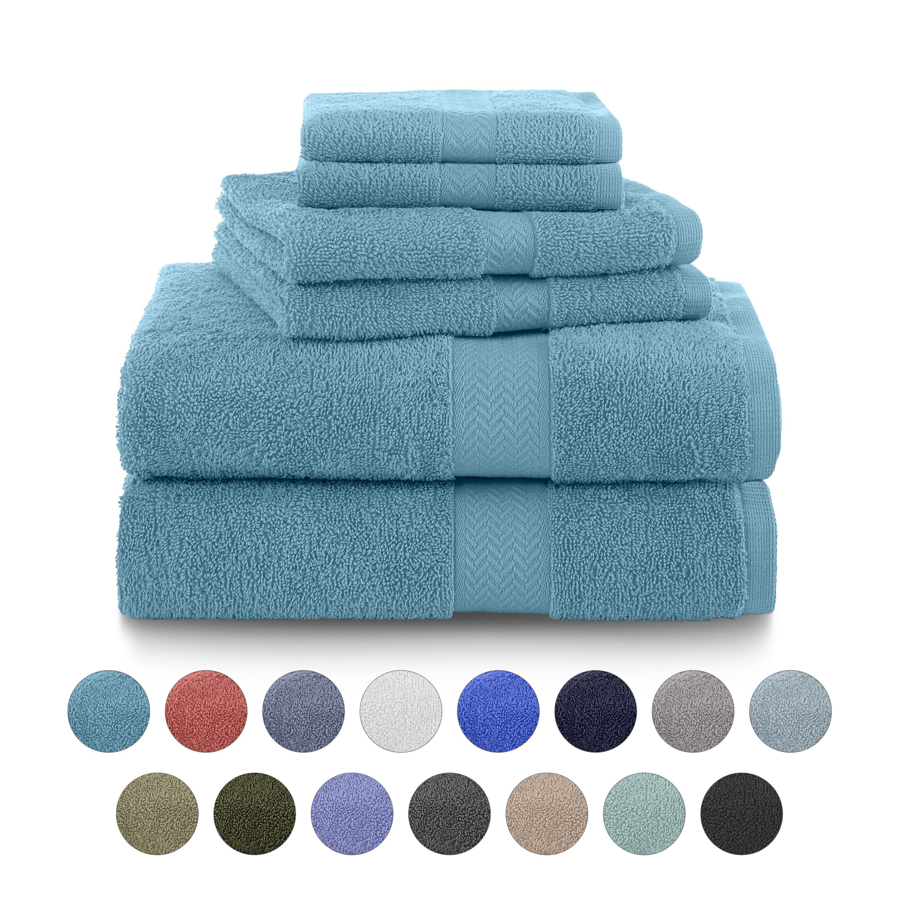 Martex 6 Piece Luxury Cotton Towel Set, 2 Bath Towels, 2 Hand Towels, 2 Washcloths 500 GSM 100% Ring Spun Cotton Highly Absorbent Soft Towels for Bathroom For Everyday Use, Hotel & Spa