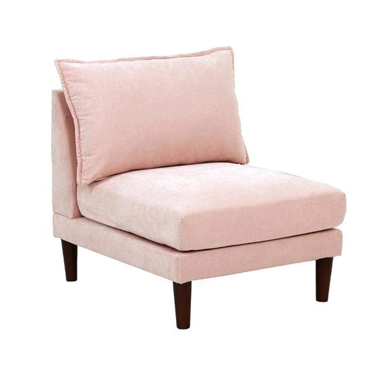 Rio 33 Inch Modular Armless Sofa Chair Lumbar Cushion Blush Pink - Saltoro Sherpi