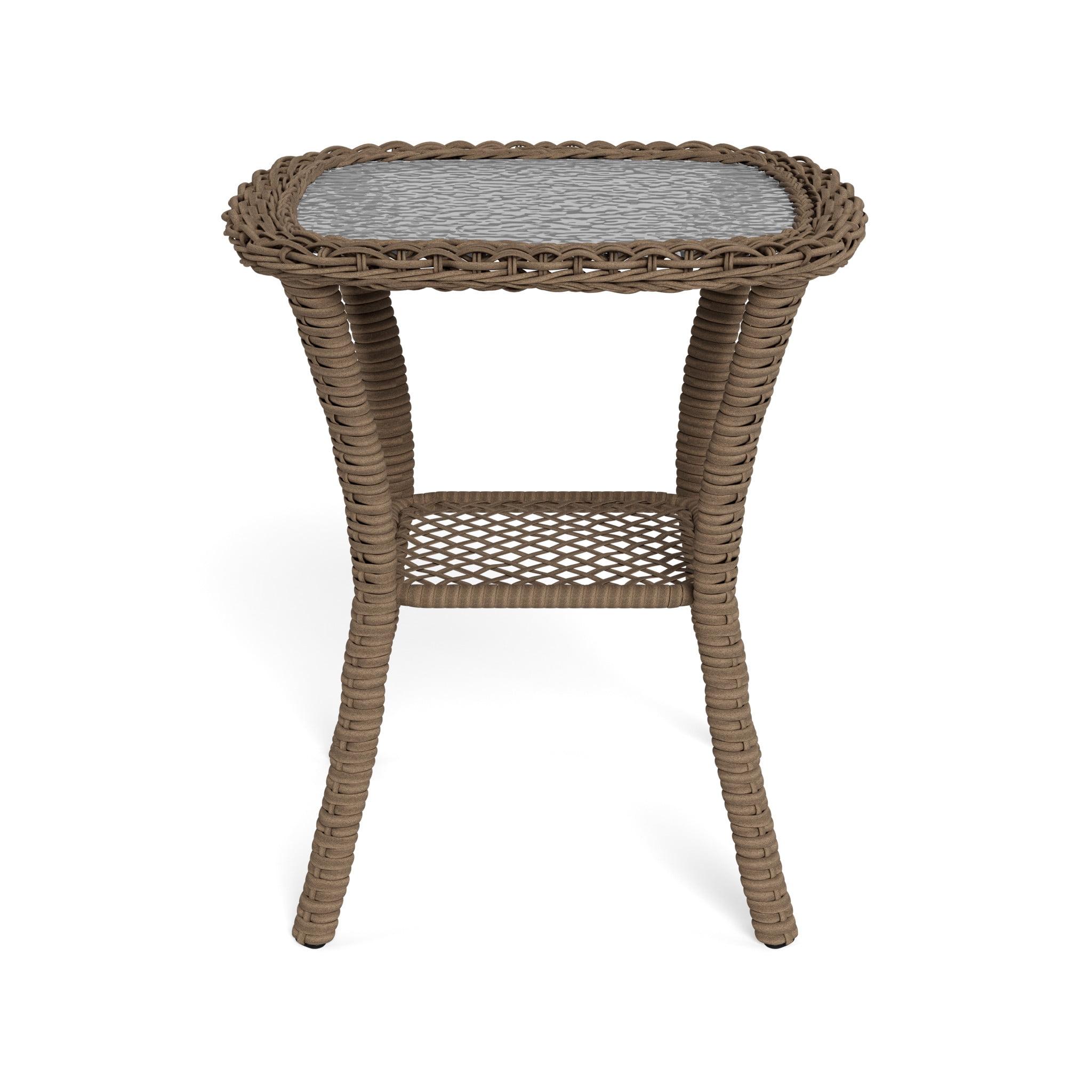 Rio Vista Sandstone Wicker and Glass Side Table