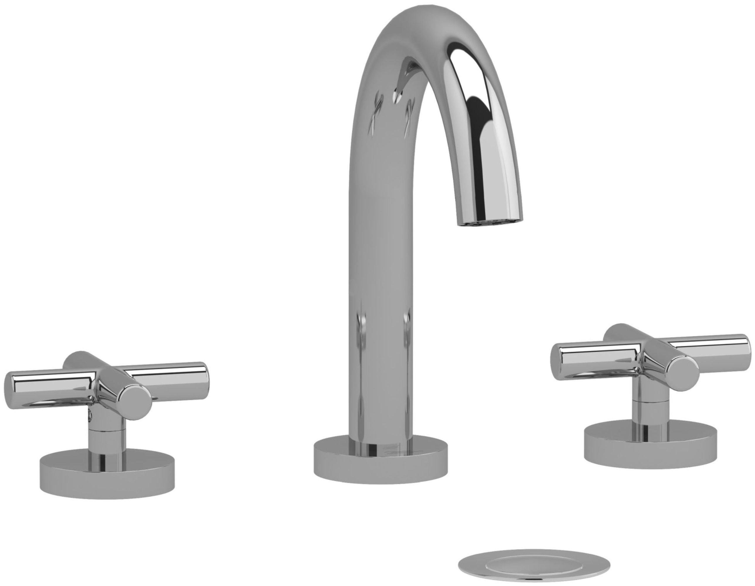 Riu 7" Chrome Gooseneck Widespread Bathroom Faucet with Cross Handles