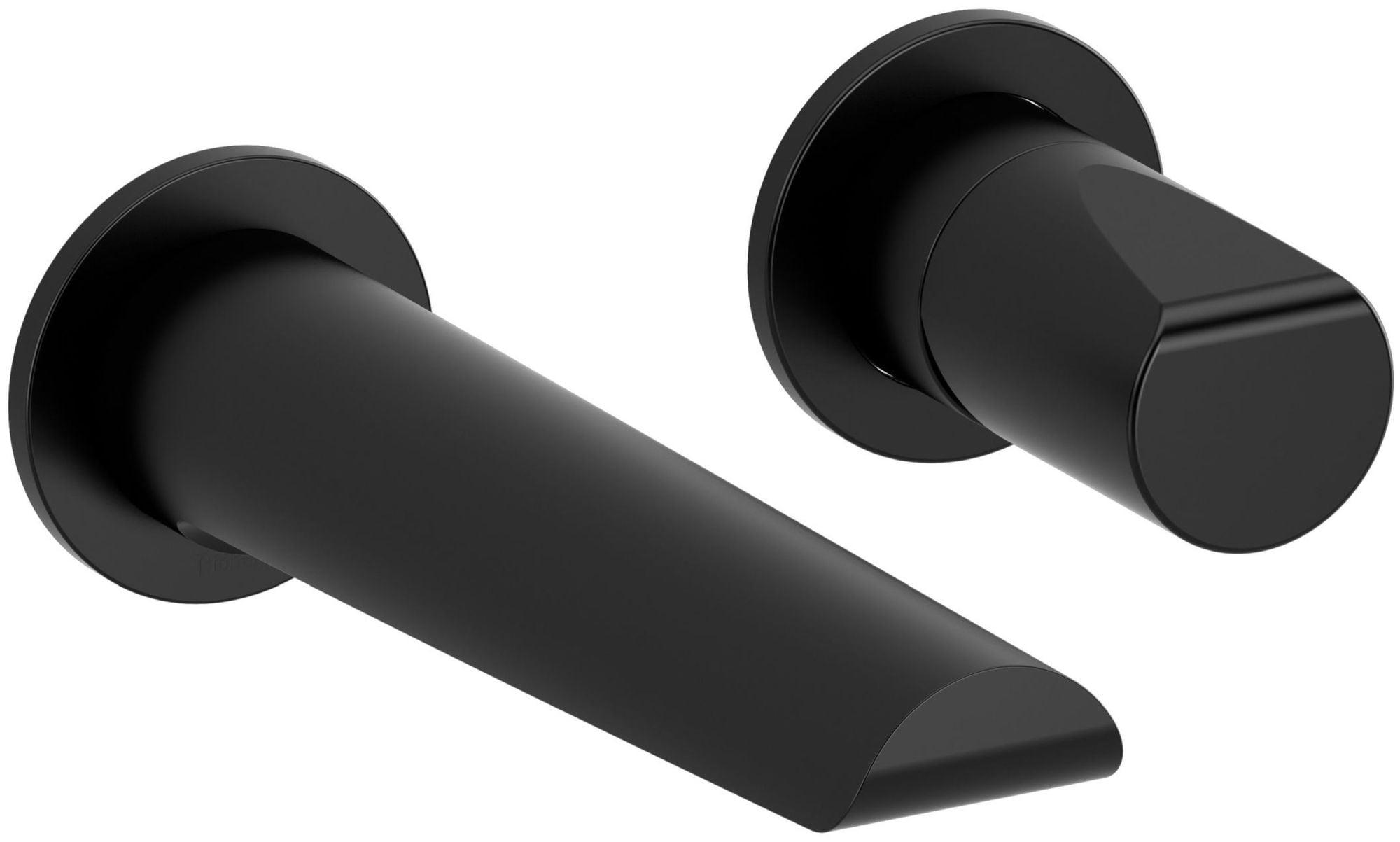 Parabola Minimalist Polished Black Wall-Mounted Bathroom Faucet