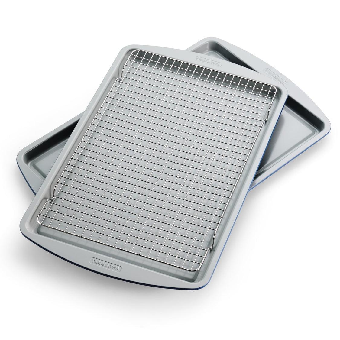 Tramontina Tramontina Rise 3-piece Ceramic Baking Pans Set, Non Stick Cookie Sheets For Baking With Cooling Rack – Pfas-free, Aluminized Steel, Dishwasher-safe