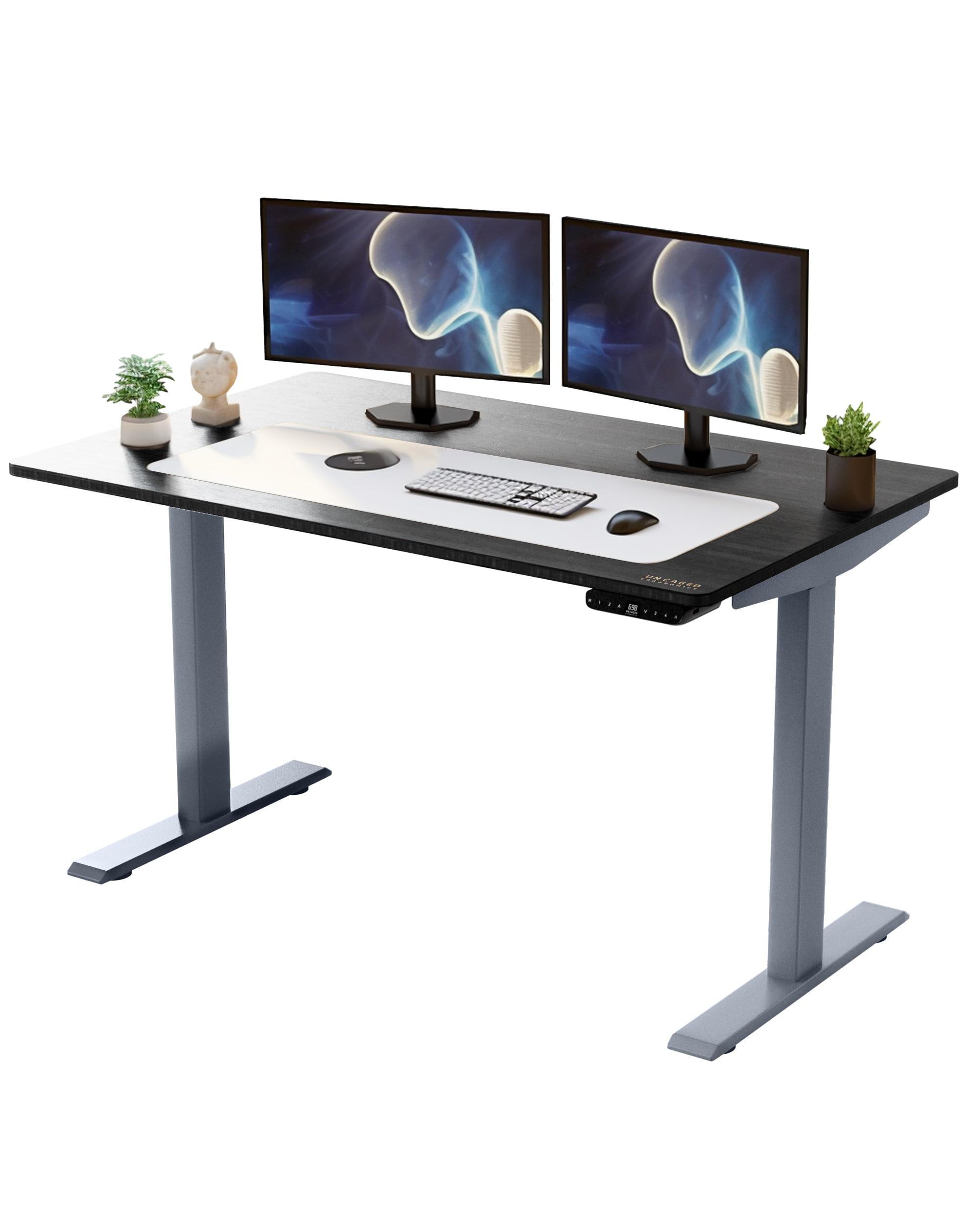 Gray Adjustable Height Standing Desk with Keyboard Tray