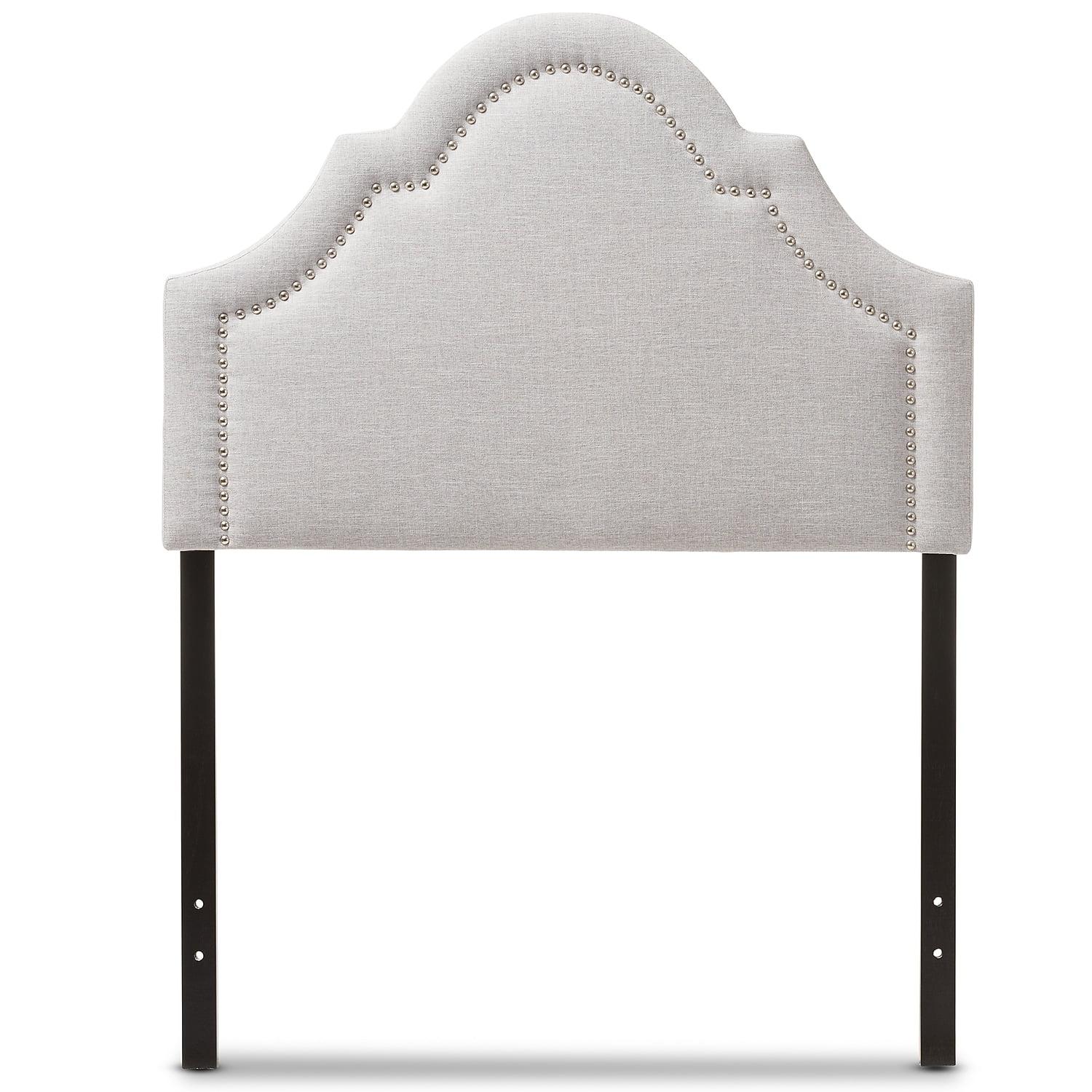 Twin Rita Modern And Contemporary Fabric Upholstered Headboard Grayish Beige - Baxton Studio: Silver Nailhead Trim, Rubberwood Frame