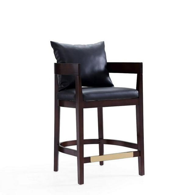 Ritz Beech Wood Counter Height Barstool Black - Manhattan Comfort: Gold Footrest, Upholstered, No Assembly Required