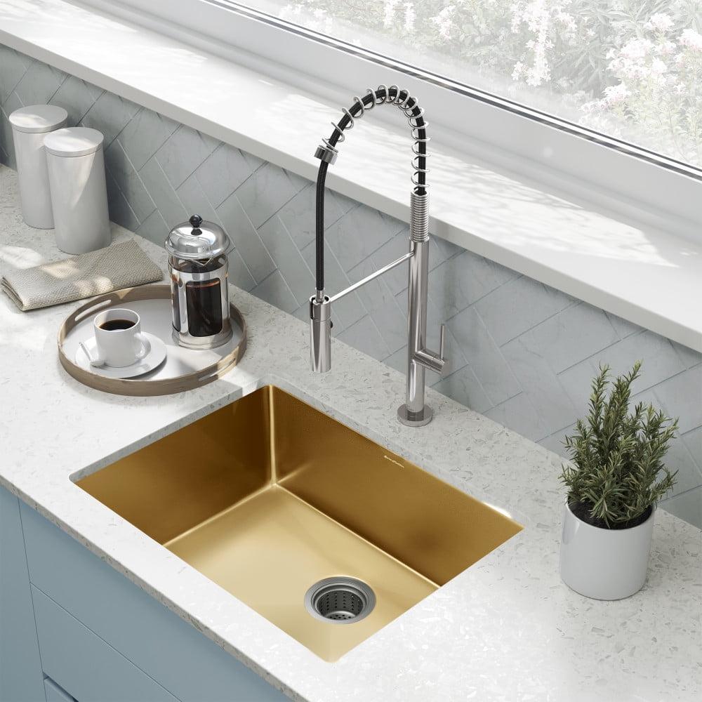 Rivage 23 x 18 Gold Stainless Steel Single Basin Undermount Kitchen Sink