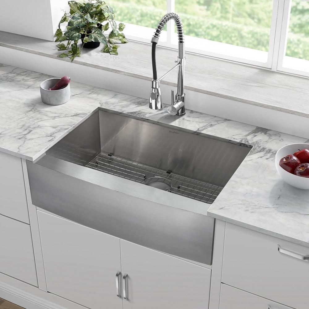 Rivage 30 x 21 Stainless Steel Farmhouse Kitchen Sink with Apron