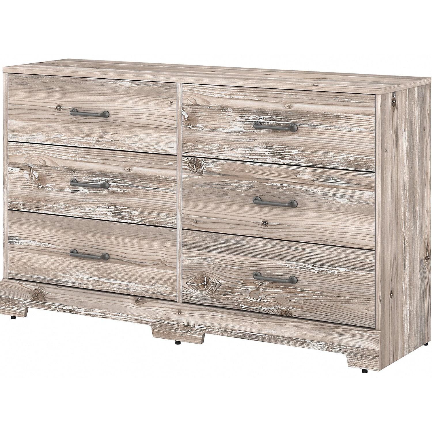 Casual Farmhouse Barnwood 6-Drawer Chest with Safety Features