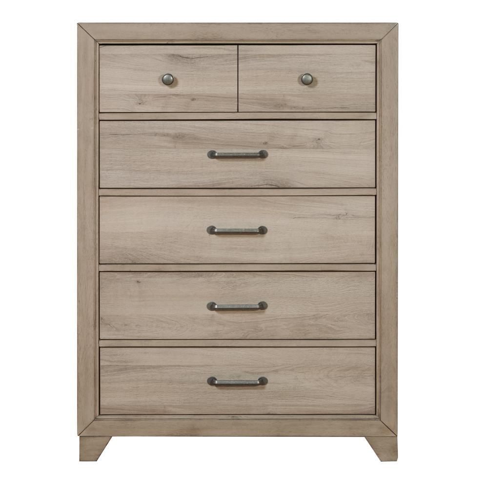 Brown 48" Transitional Vertical 5-Drawer Chest