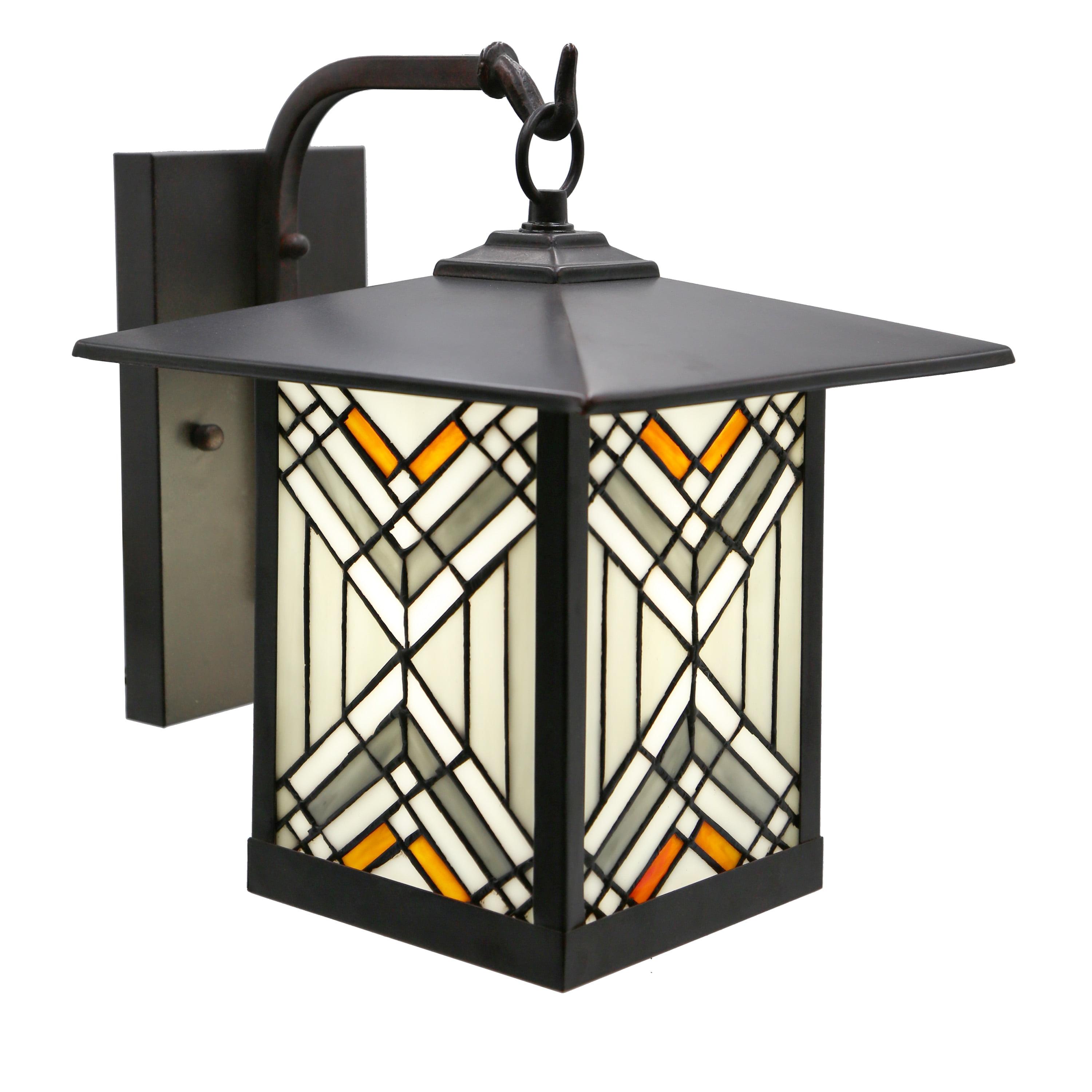 Oil-Rubbed Bronze 11.75" Tiffany-Style Multicolor Glass Outdoor Wall Sconce