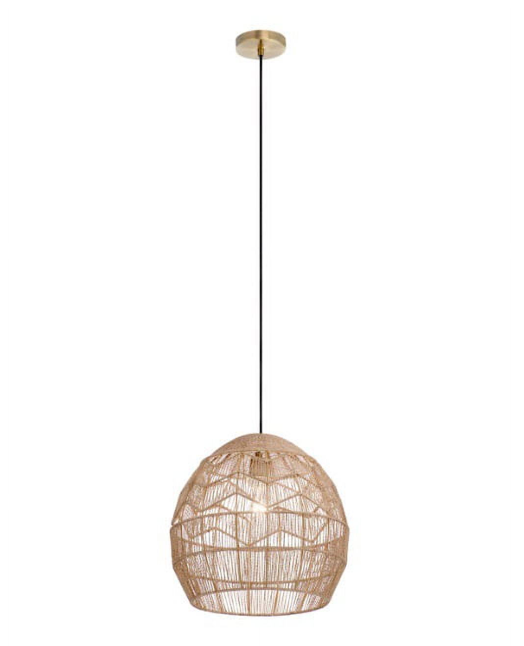 Mistana™ 15.5" Ames Metal and Woven Hemp Rope Hanging Pendant, Brown