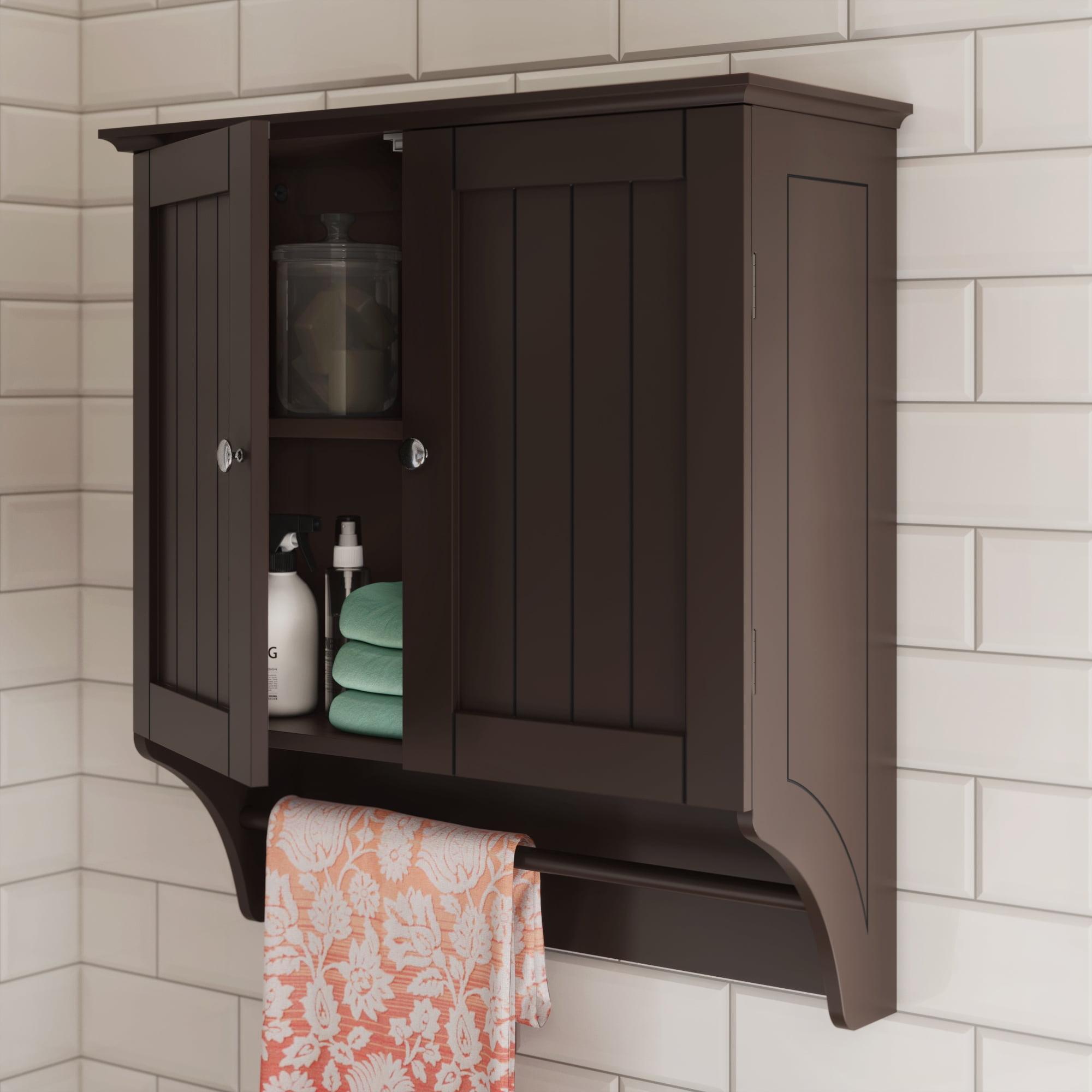 RiverRidge Ashland Two-Door Bathroom and Laundry Wall Mount Storage Medicine Cabinet with Towel Bar