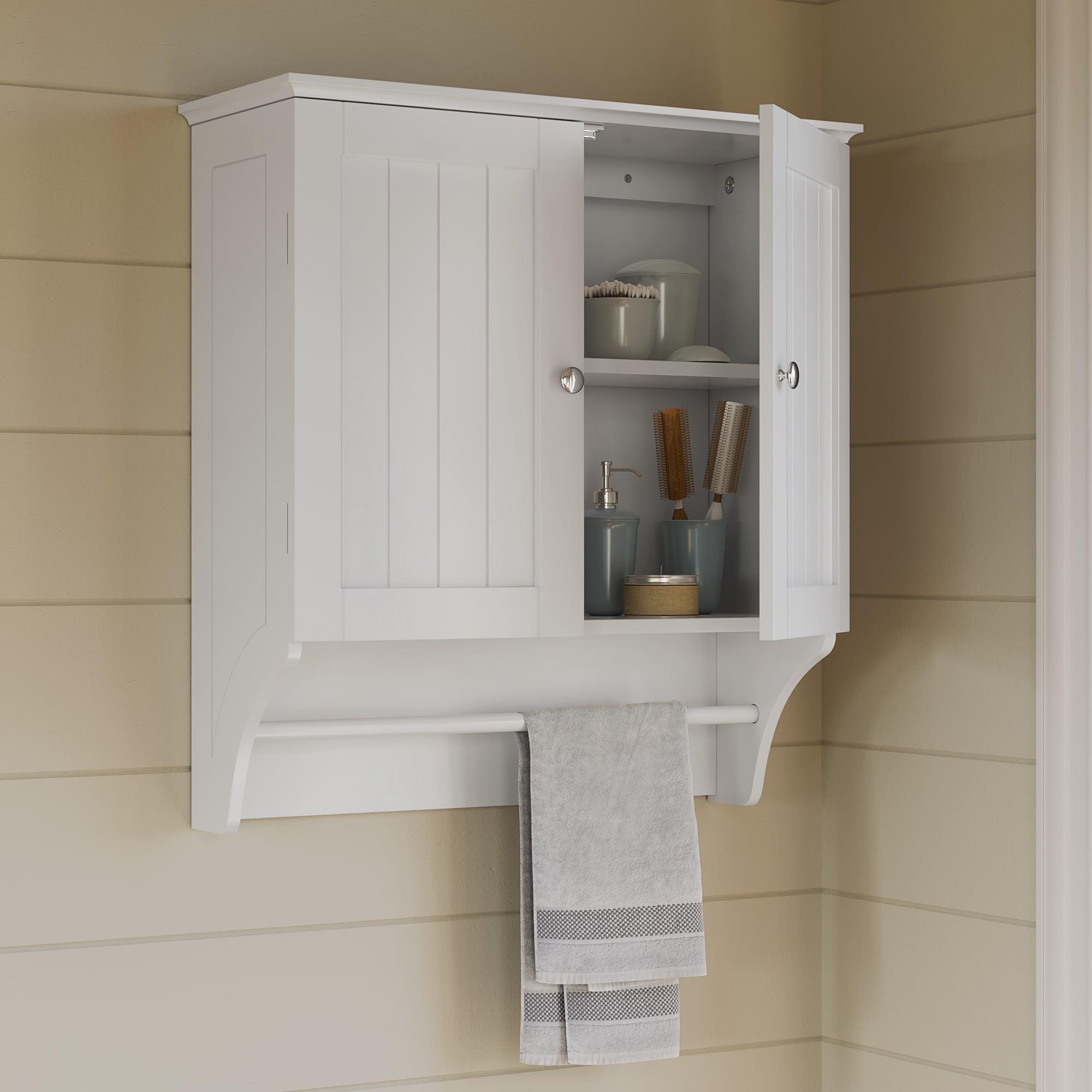 RiverRidge Ashland Two-Door Bathroom and Laundry Wall Mount Storage Medicine Cabinet with Towel Bar