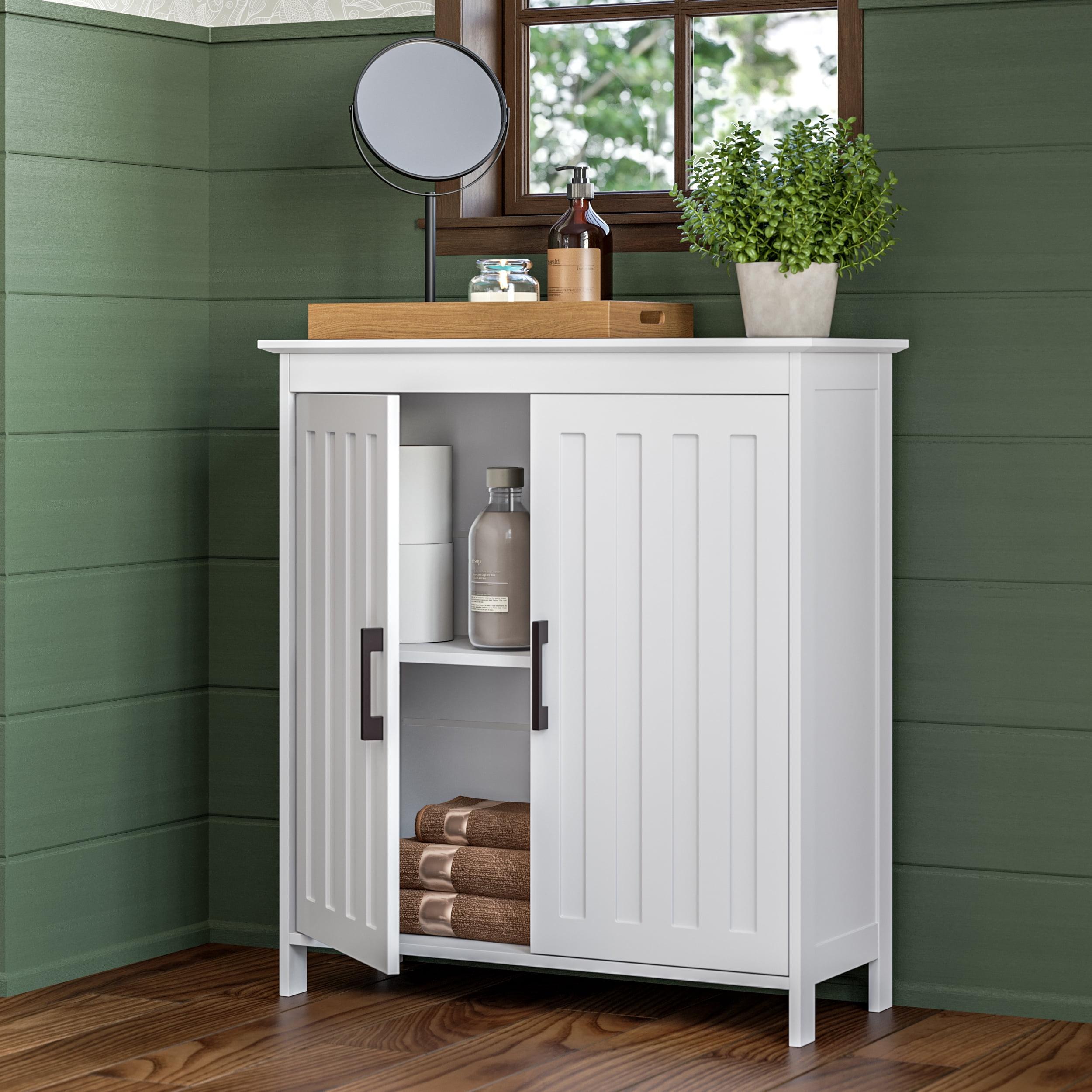 RiverRidge Monroe Two-Door Bathroom and Laundry Storage Cabinet with Adjustable Shelves - White