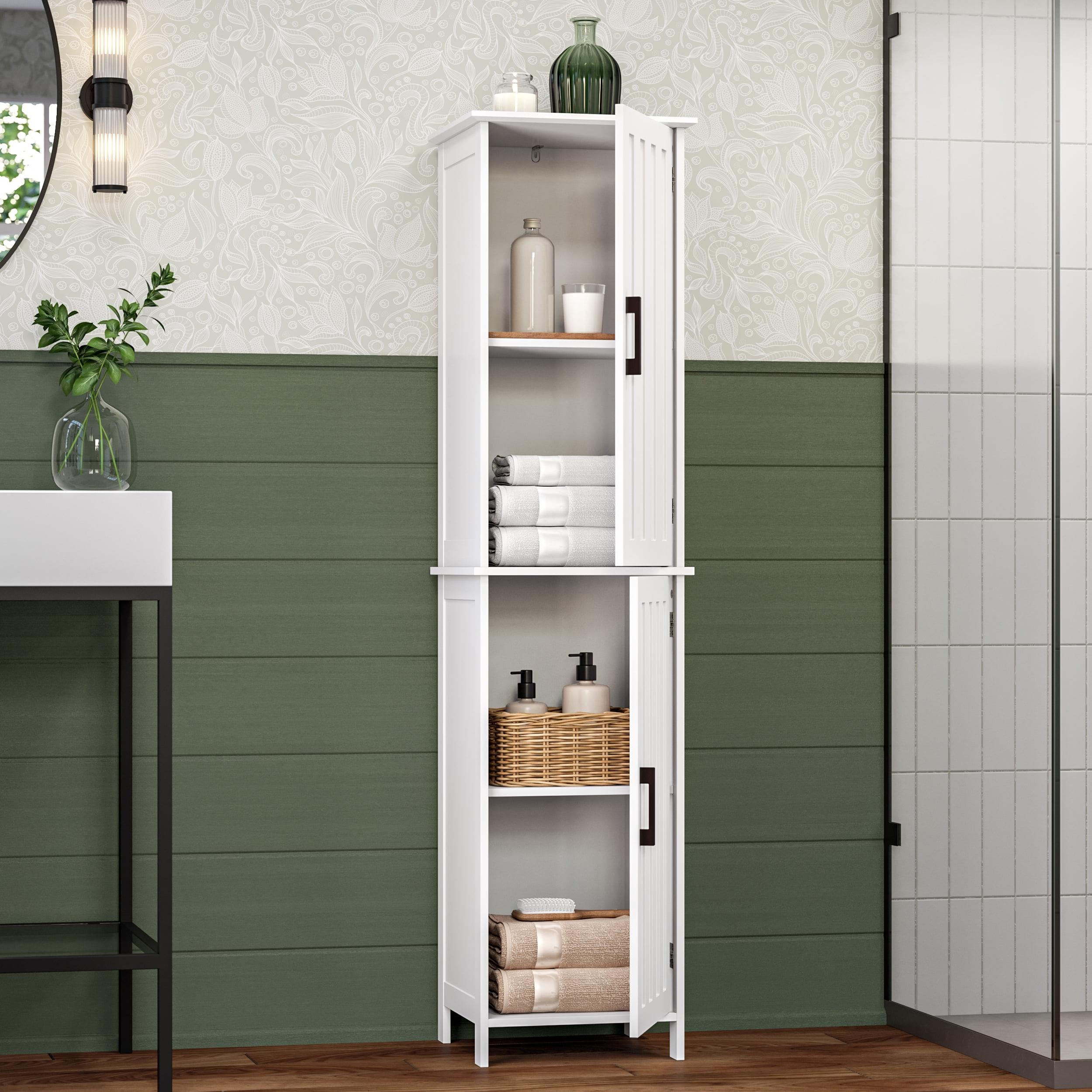 Modern Monroe Black Tall Bathroom Cabinet with Adjustable Shelving