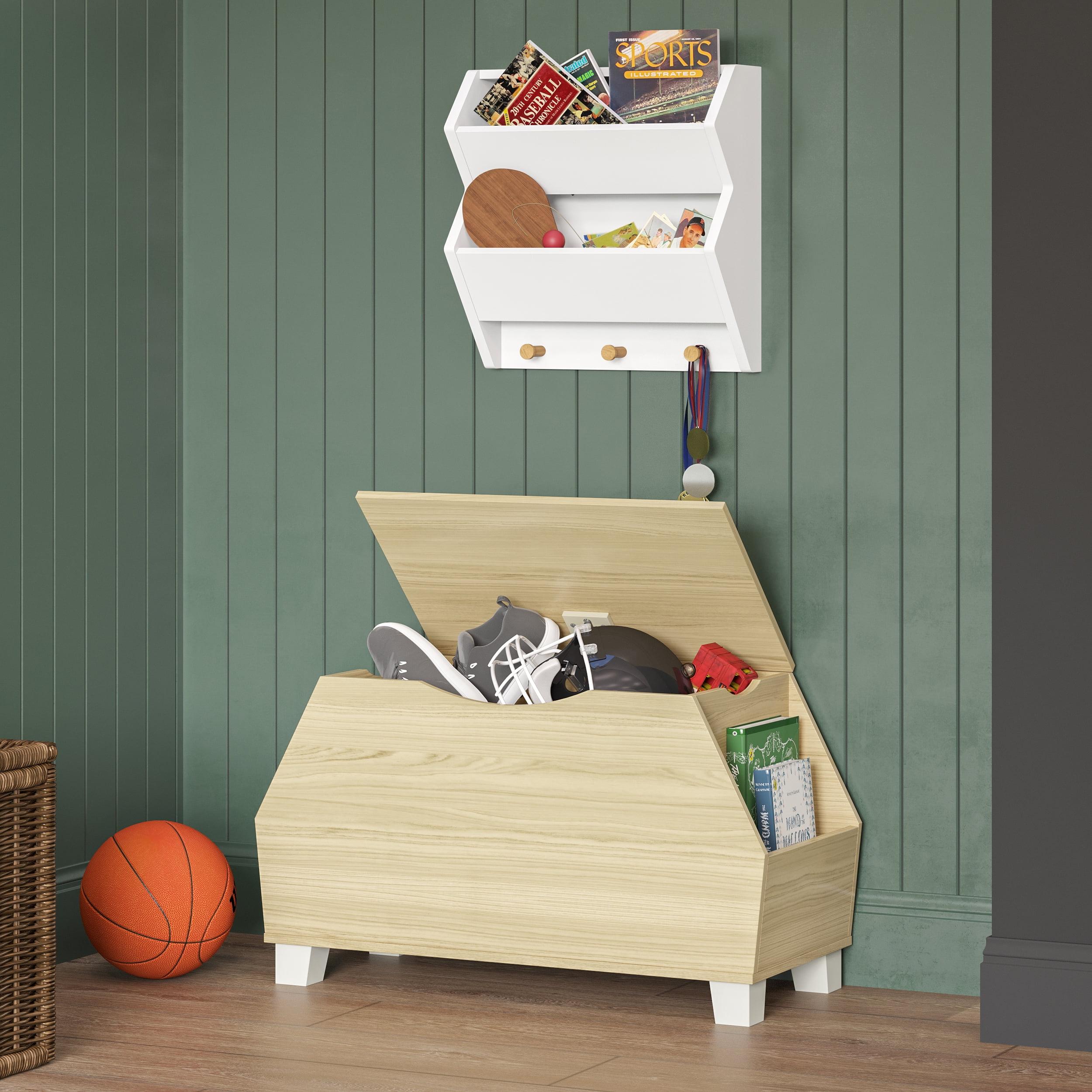 RiverRidge Home RiverRidge Kids Playroom Catch-All Game and Toy Storage Organizer Box with Side Bookshelves