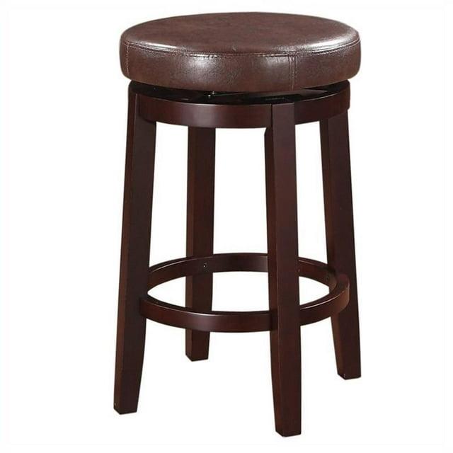 Linon Maya Faux Leather Swivel Backless Counter Height Barstool Brown: Upholstered, Wood Legs, 225 lbs Capacity