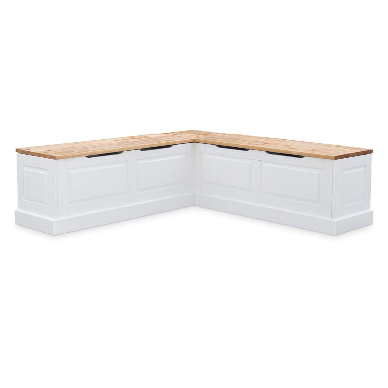 Riverbay Furniture Backless Wood Two Tone Breakfast Nook in Natural and White