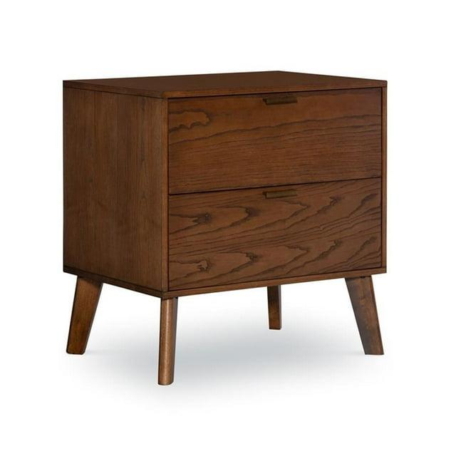 Riverbay Furniture Bristol 2-Drawer Wood Nightstand with Bronze Hardware - Brown