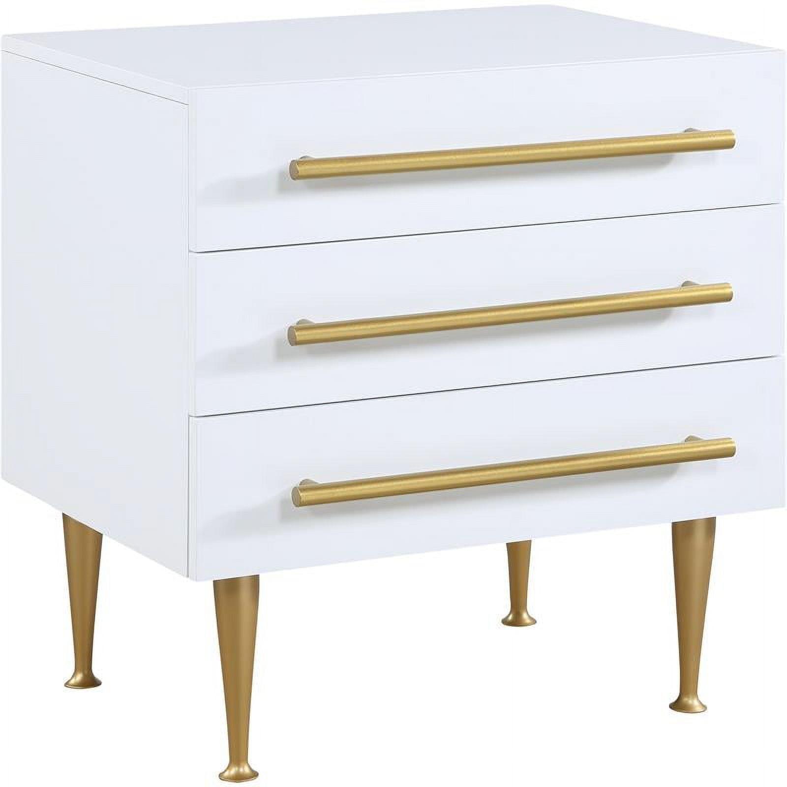 Marisol Modern White Nightstand with Brushed Gold Accents