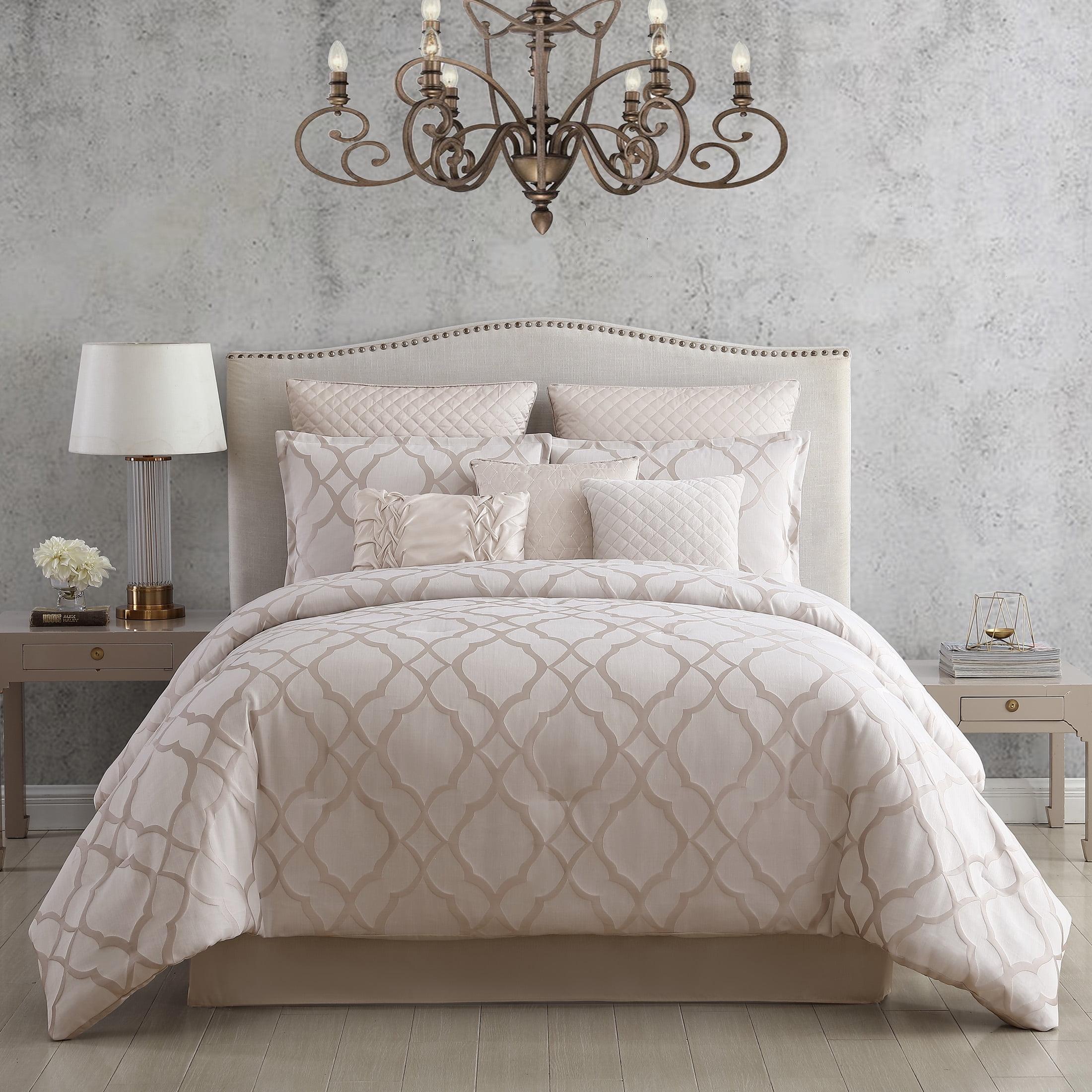 Tinley Ivory King Comforter Set with Geometric Print