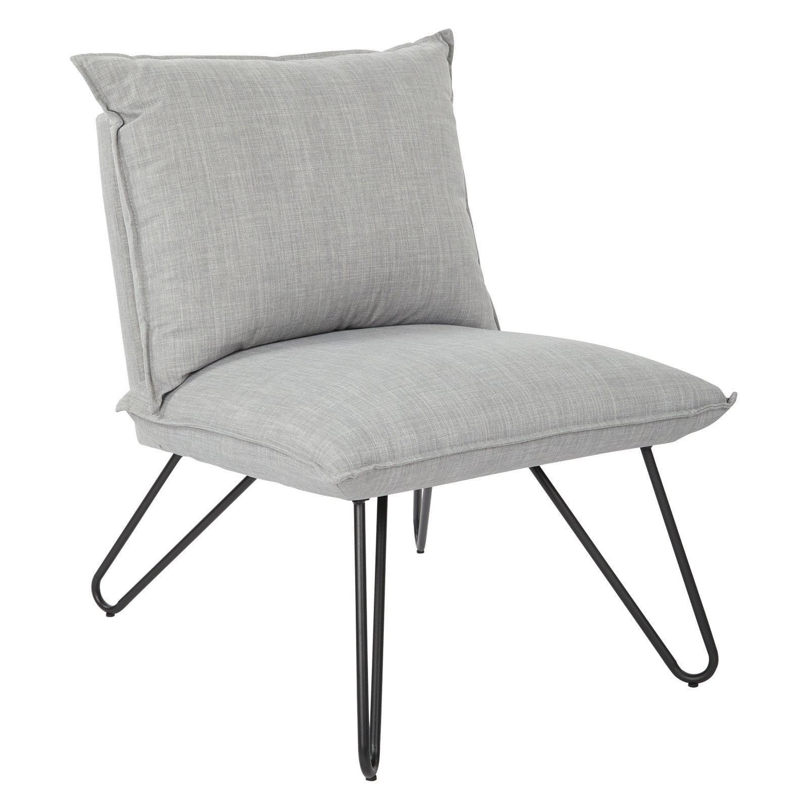 Gray Faux Leather Accent Chair with Black Metal Legs