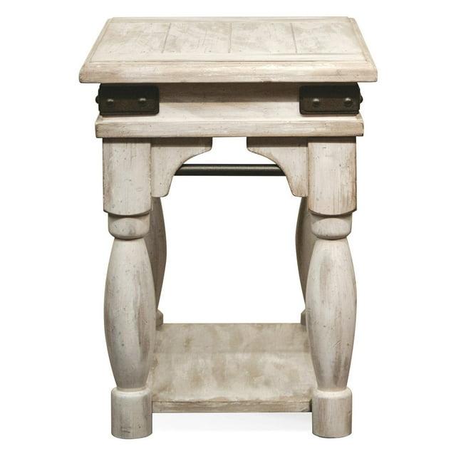 Riverside Furniture Regan Farmhouse Wood Chairside Table in Farmhouse White