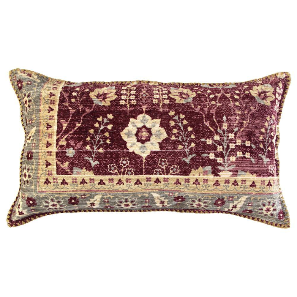 Artisanal Earth Tone 14" x 26" Embroidered Chenille Accent Pillow