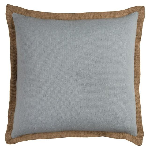 22"x22" Oversize Poly Filled Square Throw Pillow, Light Blue - Rizzy Home: Cotton Canvas, Indoor Use, Zipper Closure