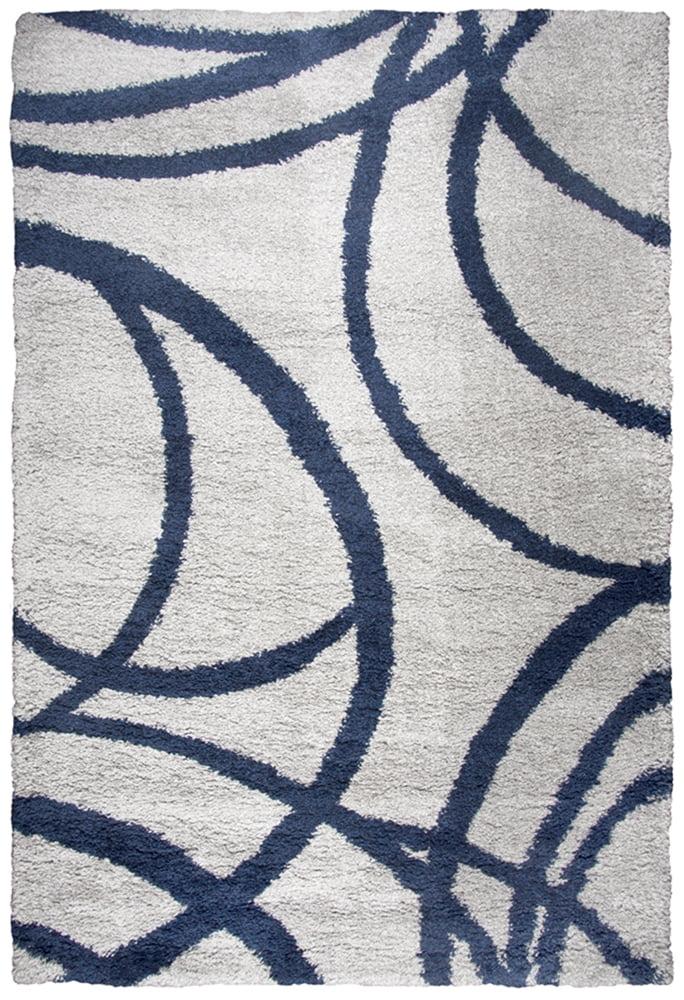 Handmade Transitional Gray Navy Geometric Shag Area Rug 7'3"