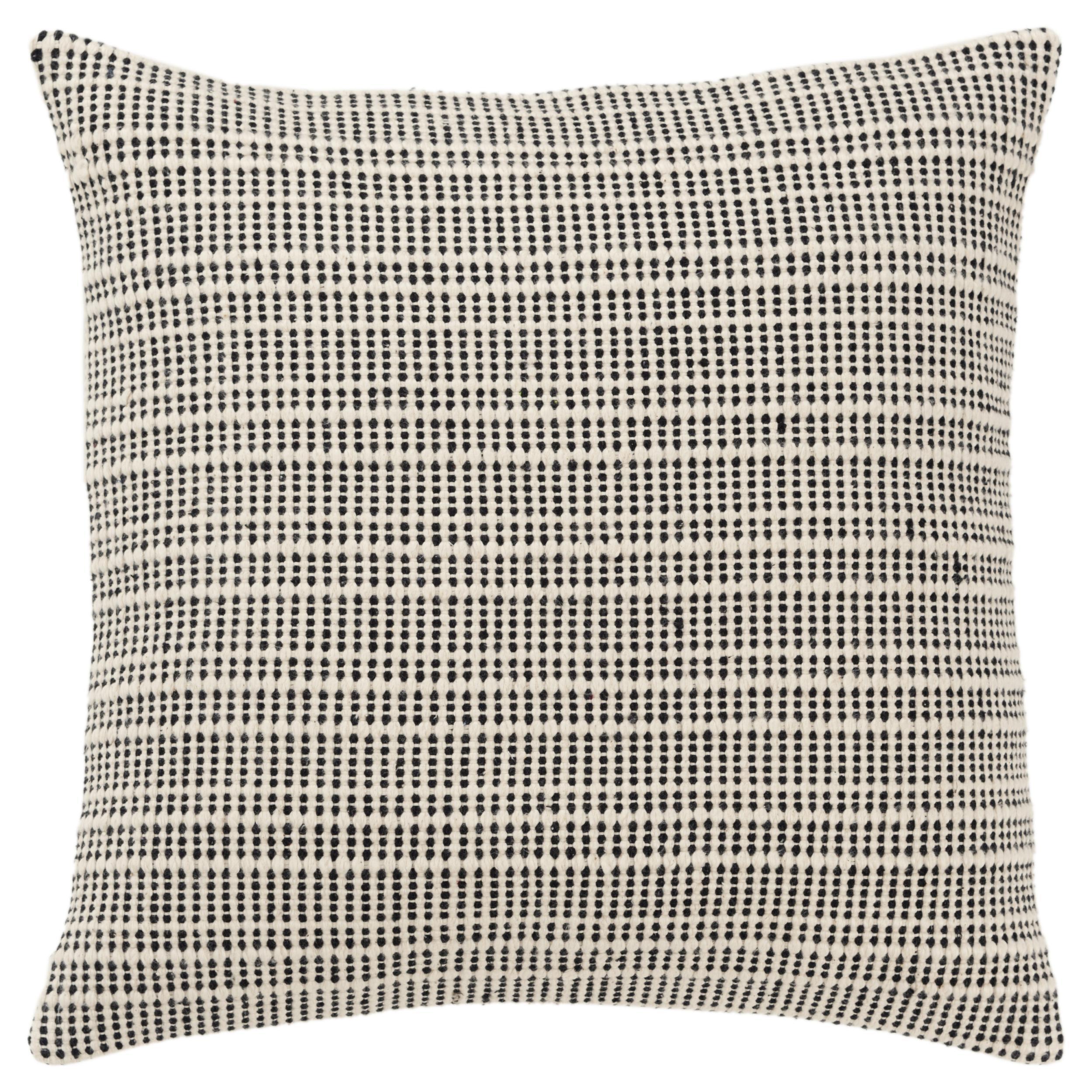 Black and Natural 20" Cotton Stripe Woven Throw Pillow