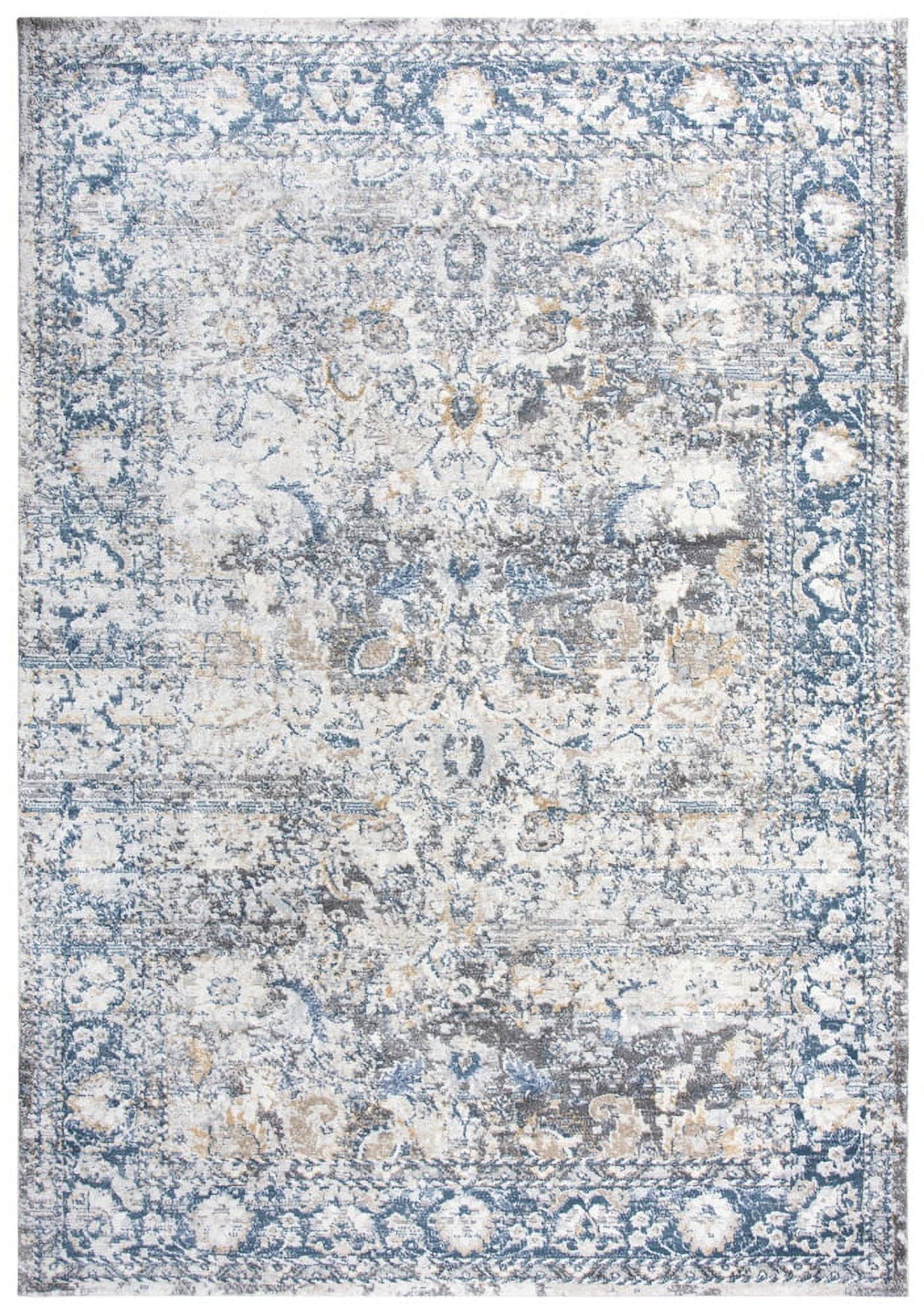 Bristol Blue and Beige Hand-Knotted Wool Rug 3'11" x 5'6"