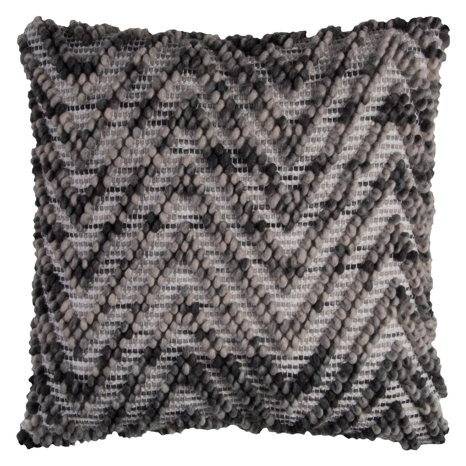 Variegated Chevron 18" Square Cotton Throw Pillow in Gray and Natural