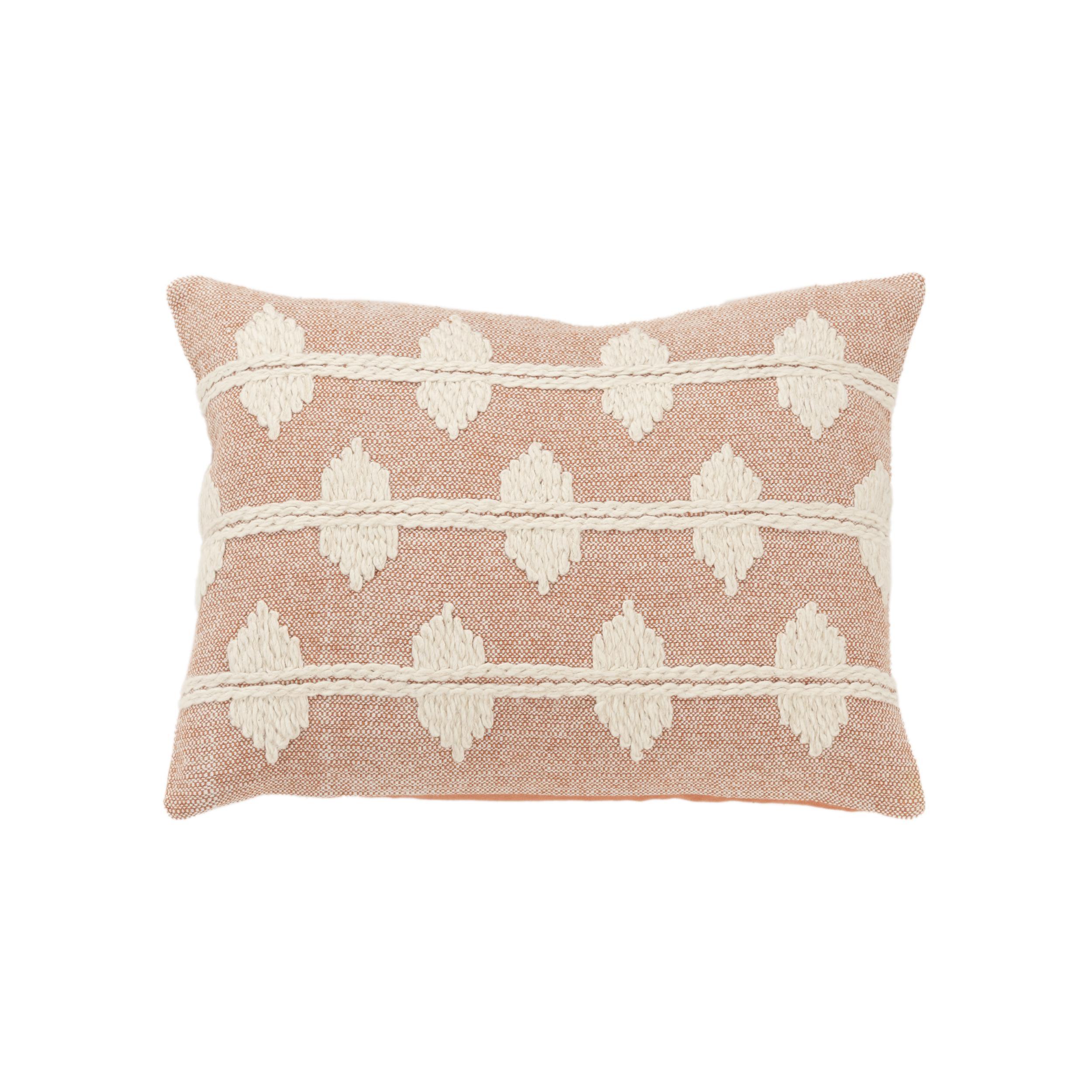Rizzy Home Coral 14"X20" Diamond Woven Poly Filled Throw Pillow